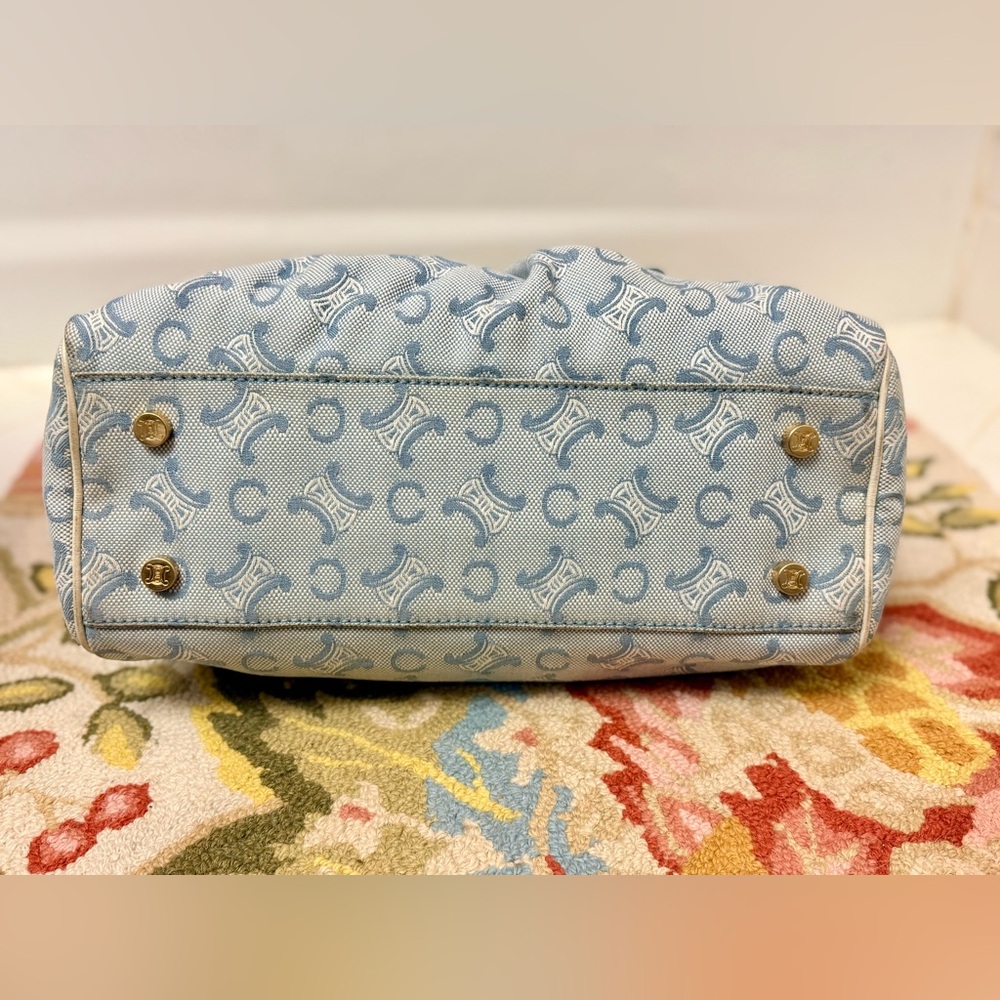 SOLD CELINE Vintage Y2K C Macadam Light Blue & White Cotton Canvas White - Picture 7 of 16